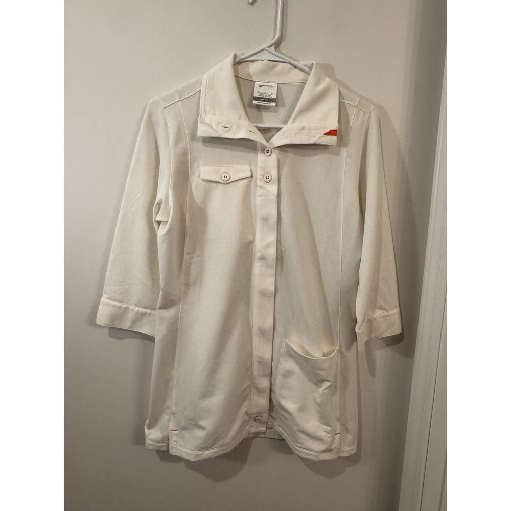 Nike Golf Women's 3/4 Sleeve Tunic Shirt Size Medium White Button Up Athletic